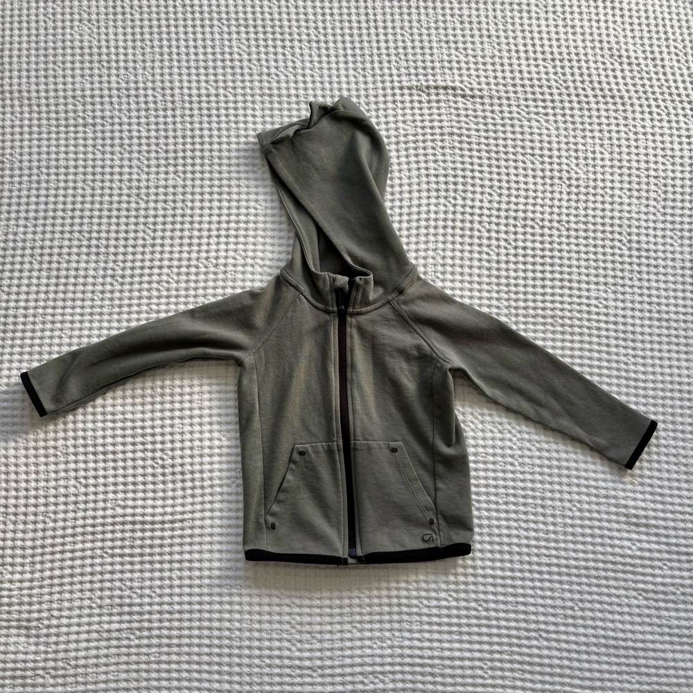 GapFit Dino Spike Hood Zip Hoodie Gray Green Tech Jacket Sweatshirt: Size 4